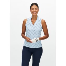 Essential sleeveless poloshirt - MICRO R CHECK SKYWAY