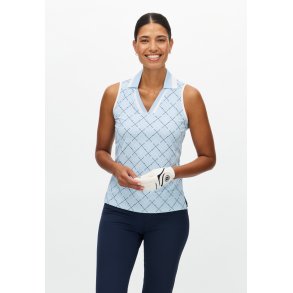 Essential sleeveless poloshirt - MICRO R CHECK SKYWAY