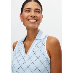 Essential sleeveless poloshirt - MICRO R CHECK SKYWAY