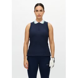 Rib sleeveless poloshirt - Navy