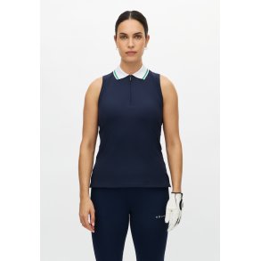 Rib sleeveless poloshirt - Navy
