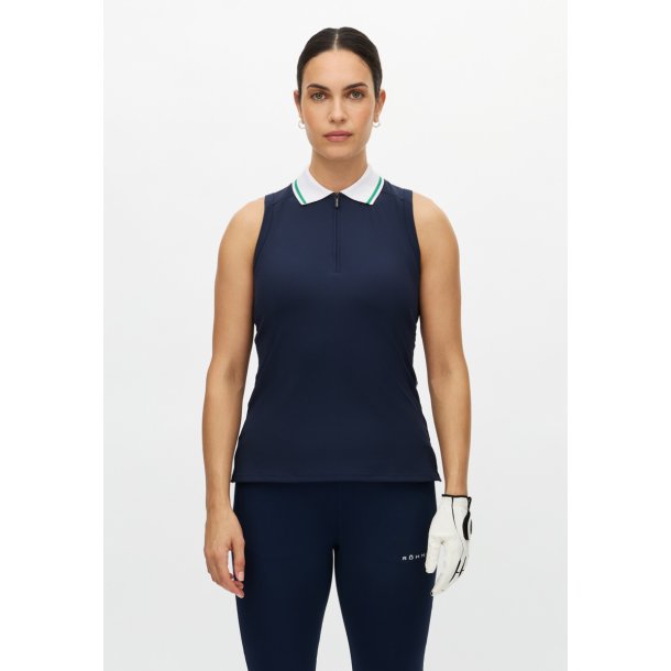 Rib sleeveless poloshirt - Navy